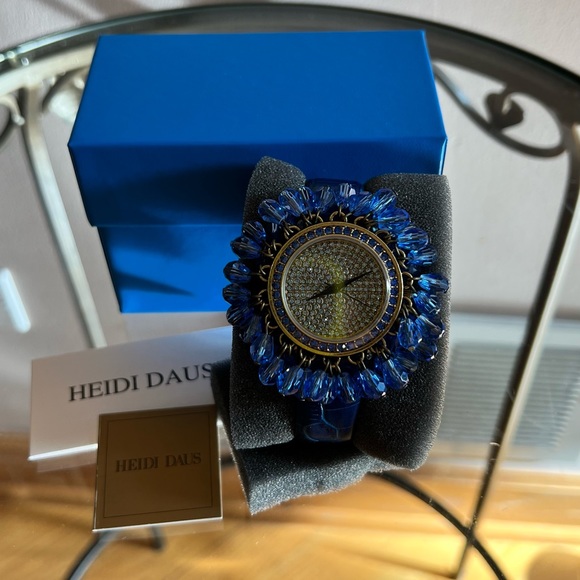 Heidi Daus Crystal Blue Beaded Fringe Watch Bracelet Limited Edition Collection - Picture 5 of 6